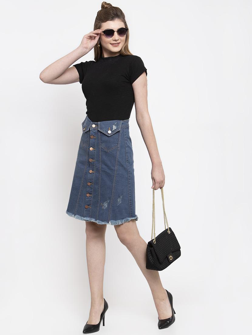 frayed hem denim skirt - 16959718 - Zoom Image - 4