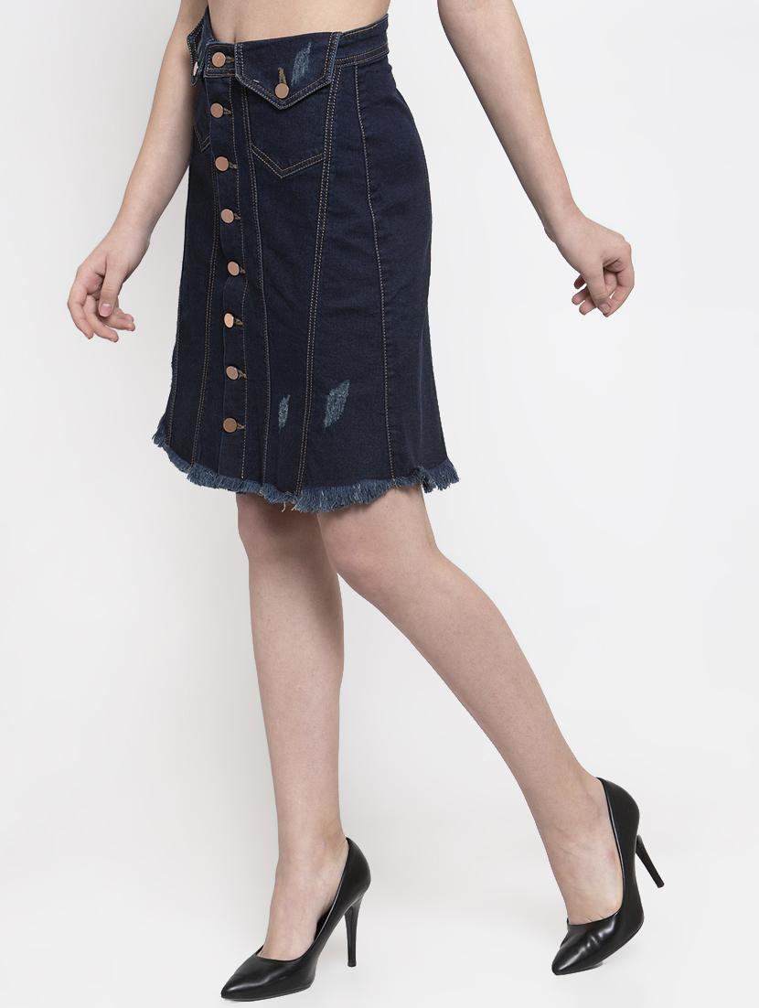 frayed hem denim skirt - 16959719 - Zoom Image - 2