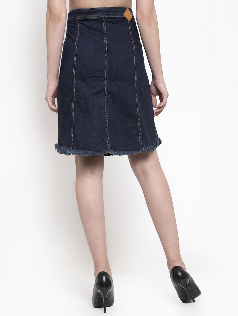 frayed hem denim skirt - 16959719 - Zoom Image - 3