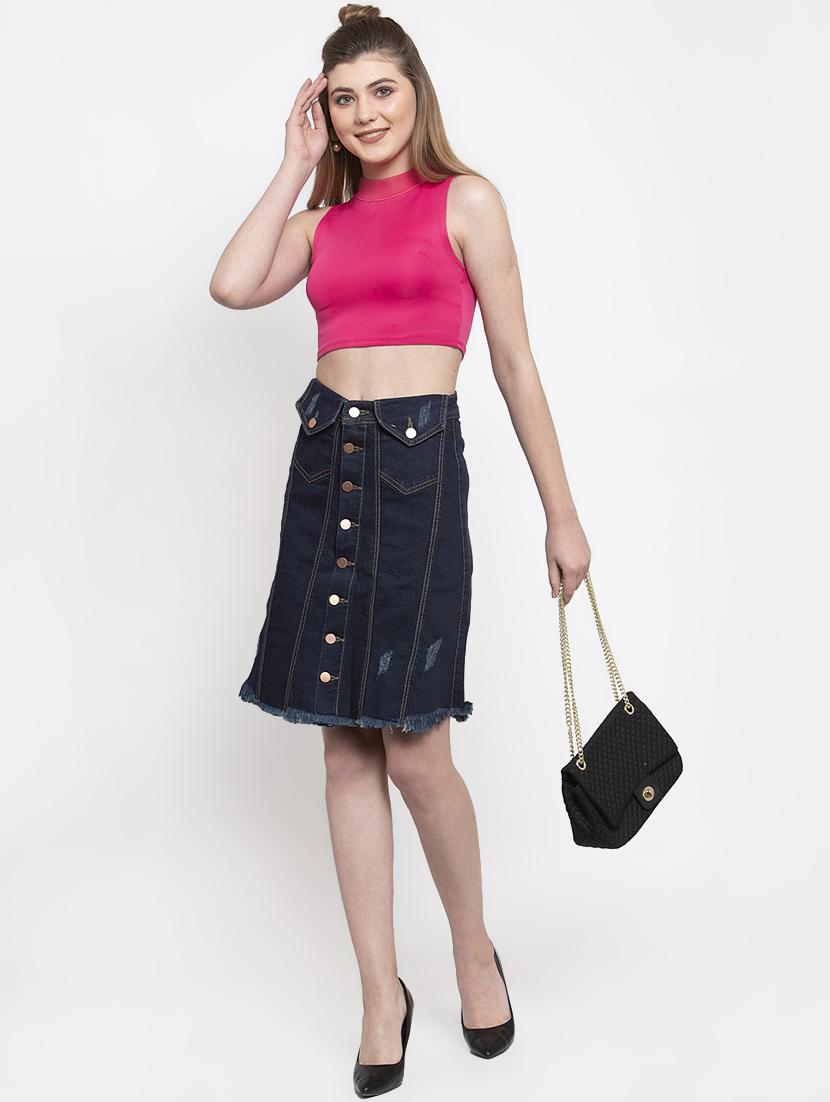 frayed hem denim skirt - 16959719 - Zoom Image - 4