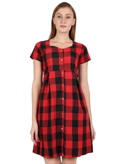 button-up checkered a-line dress - 16959747 - Standard Image - 1