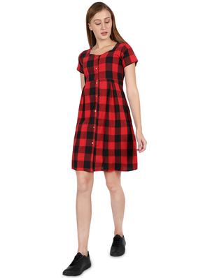 button-up checkered a-line dress - 16959747 - Standard Image - 4