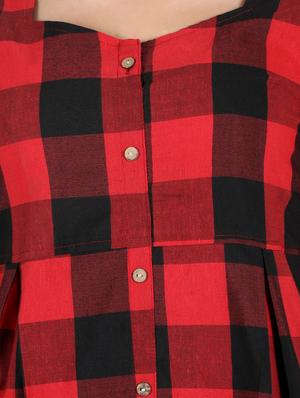button-up checkered a-line dress - 16959747 - Standard Image - 5