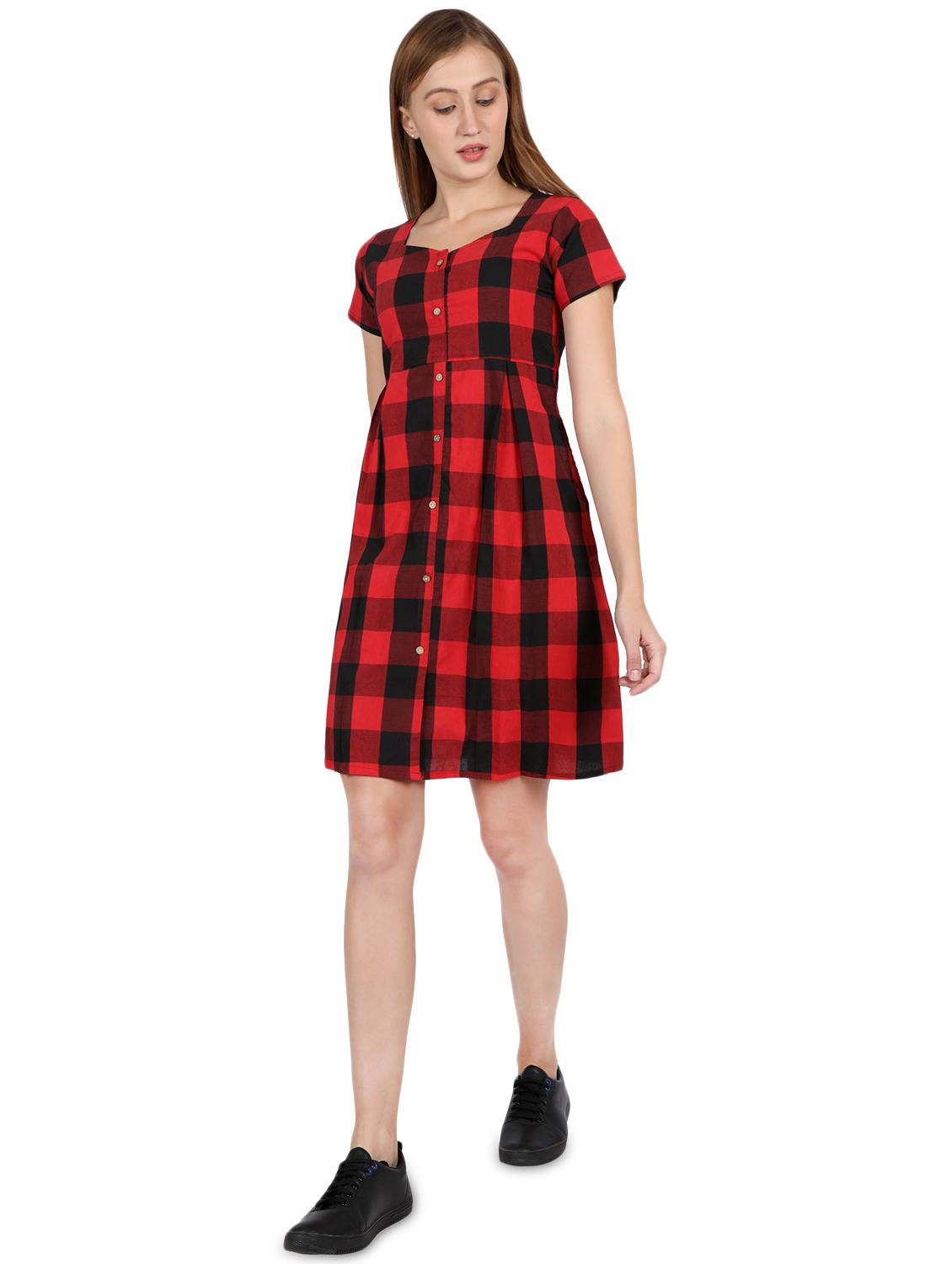 button-up checkered a-line dress - 16959747 - Zoom Image - 4