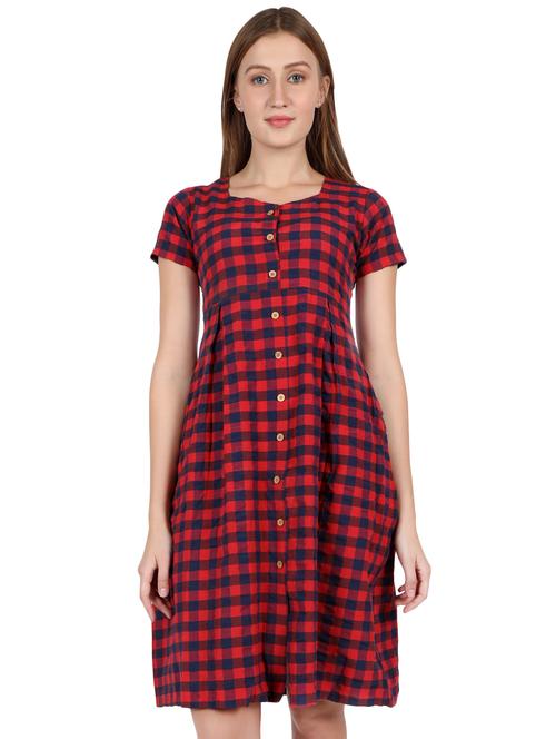 button-up checkered a-line dress - 16959748 - Standard Image - 1