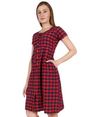 button-up checkered a-line dress - 16959748 - Standard Image - 2