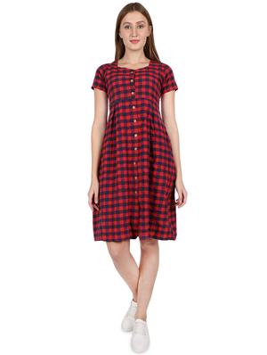 button-up checkered a-line dress - 16959748 - Standard Image - 4