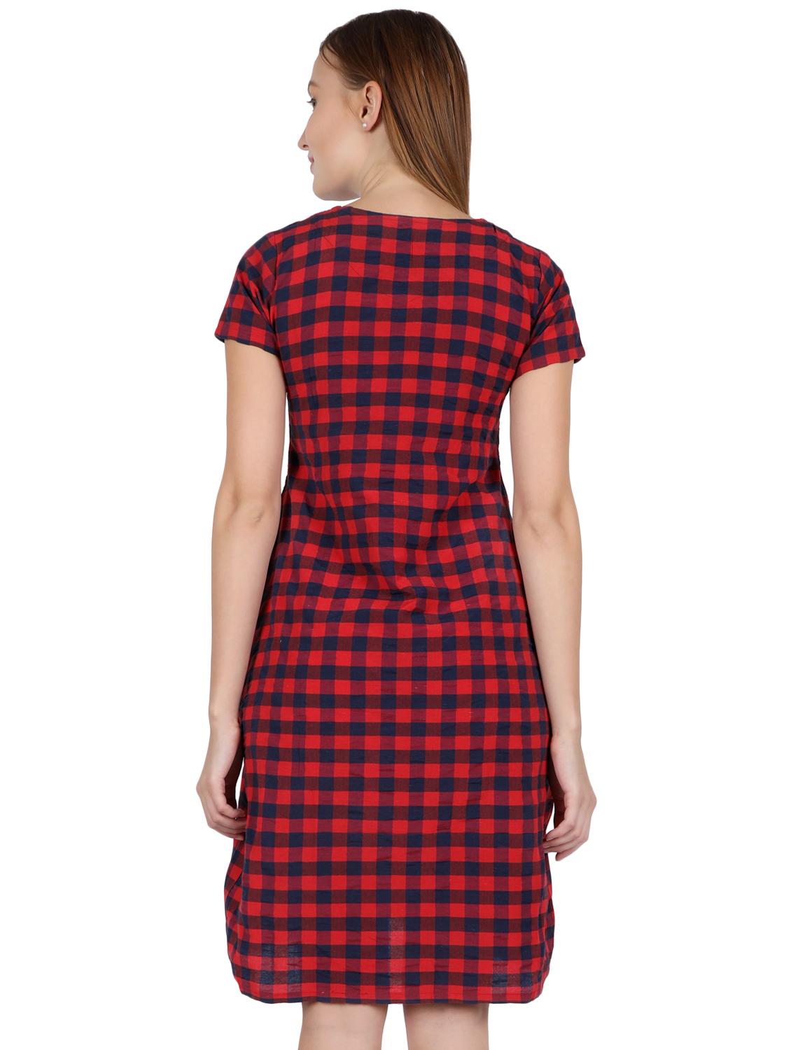 button-up checkered a-line dress - 16959748 - Zoom Image - 3
