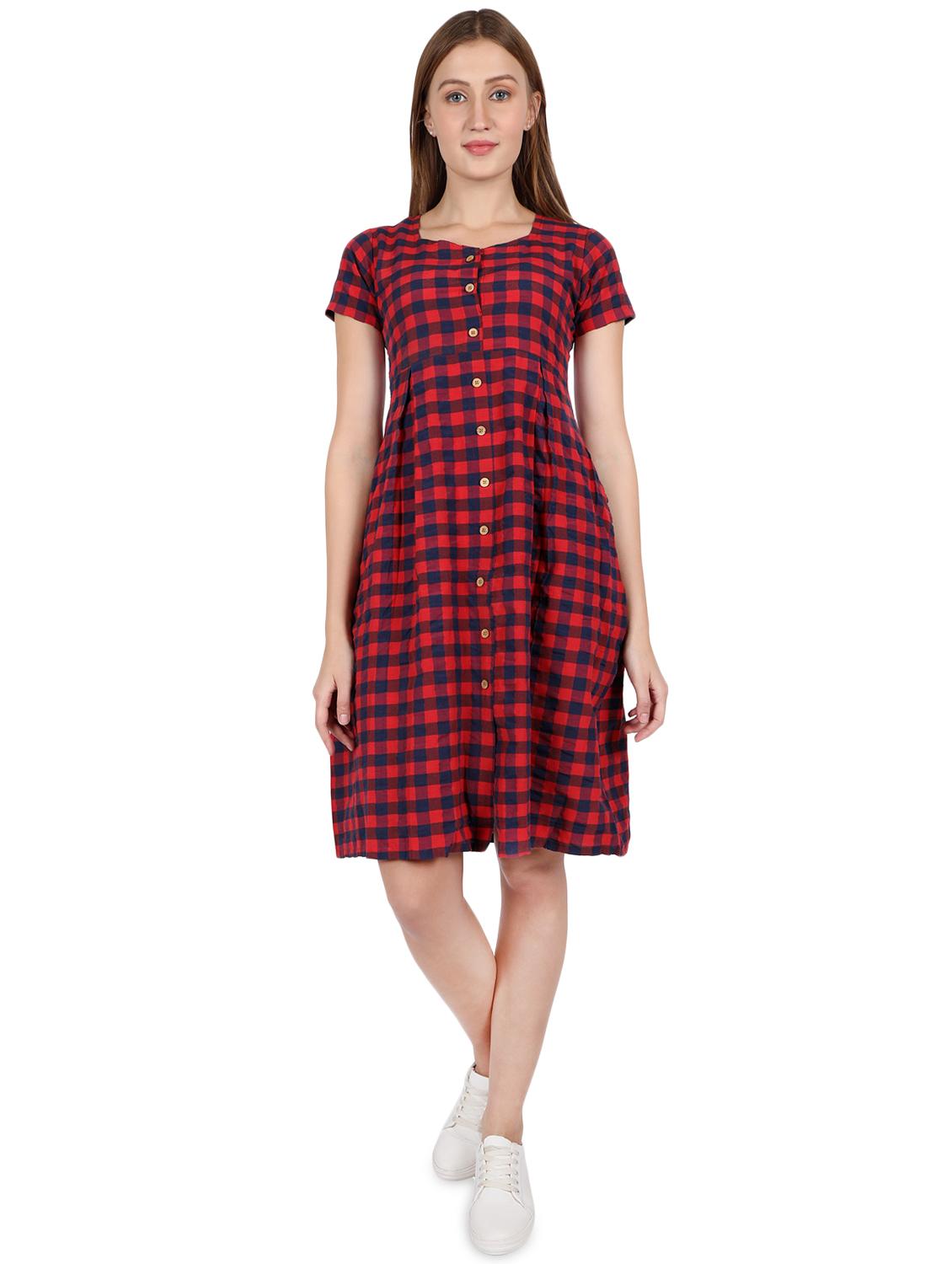 button-up checkered a-line dress - 16959748 - Zoom Image - 4