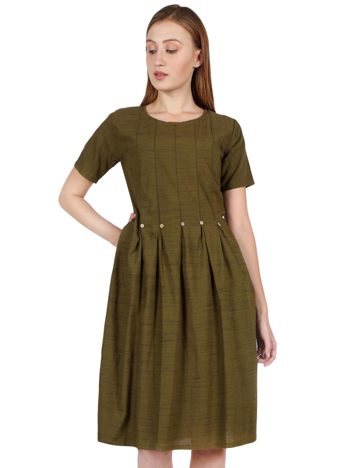 pleat detail flared dress - 16959749 - Zoom Image - 1