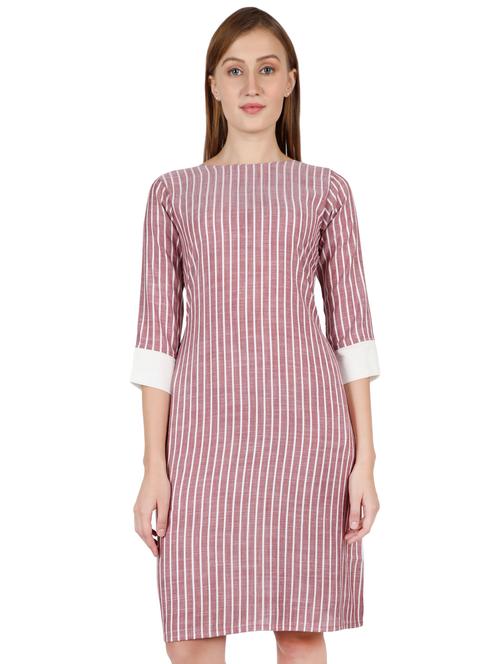boat neck striped a-line dress - 16959753 - Standard Image - 1
