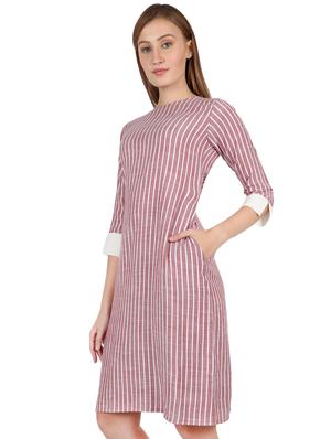 boat neck striped a-line dress - 16959753 - Standard Image - 2
