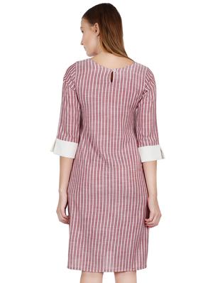 boat neck striped a-line dress - 16959753 - Standard Image - 3