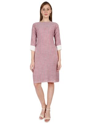 boat neck striped a-line dress - 16959753 - Standard Image - 4