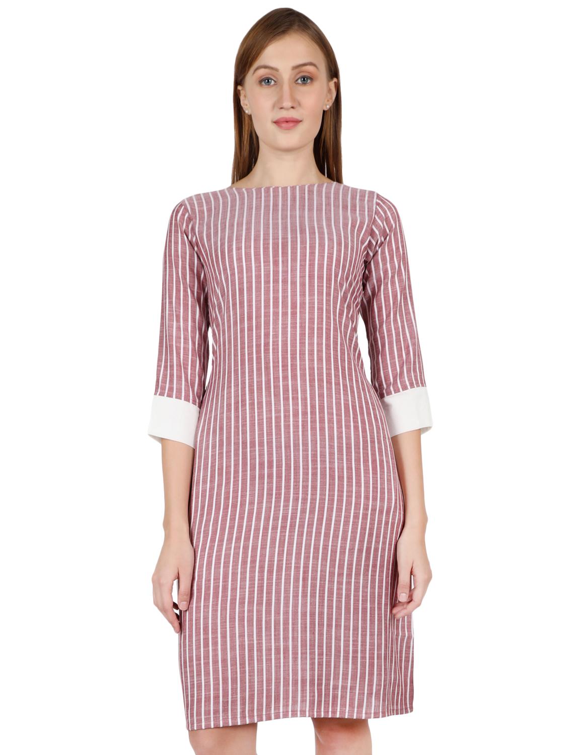 boat neck striped a-line dress - 16959753 - Zoom Image - 1