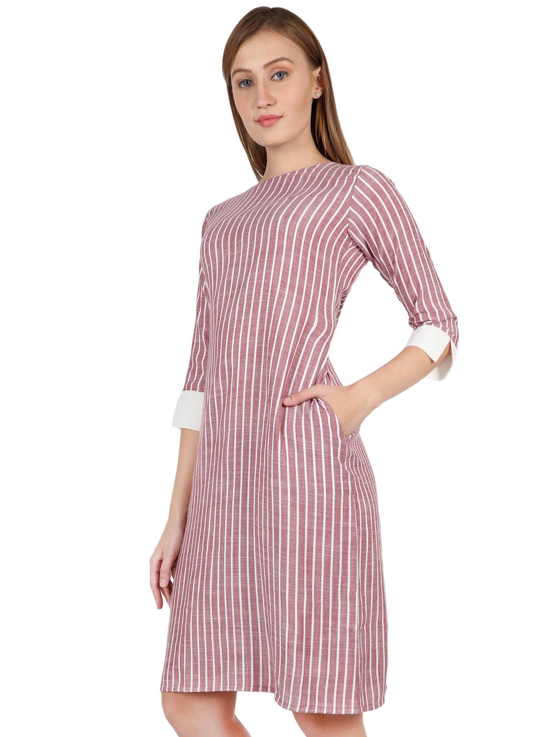 boat neck striped a-line dress - 16959753 - Zoom Image - 2
