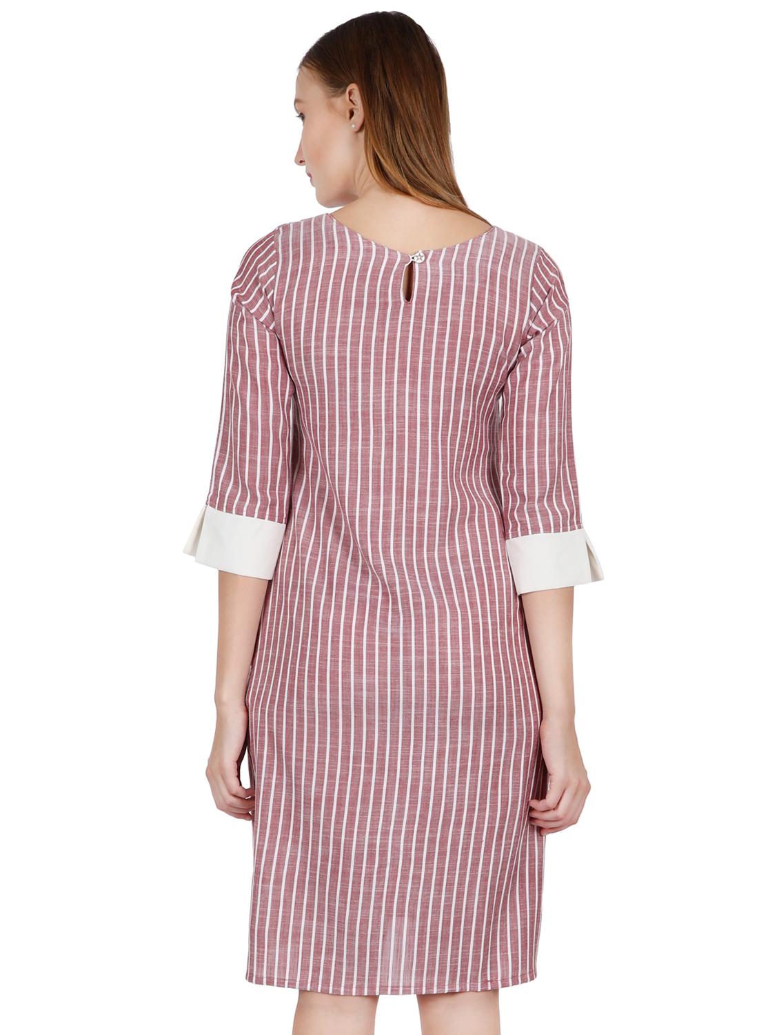 boat neck striped a-line dress - 16959753 - Zoom Image - 3