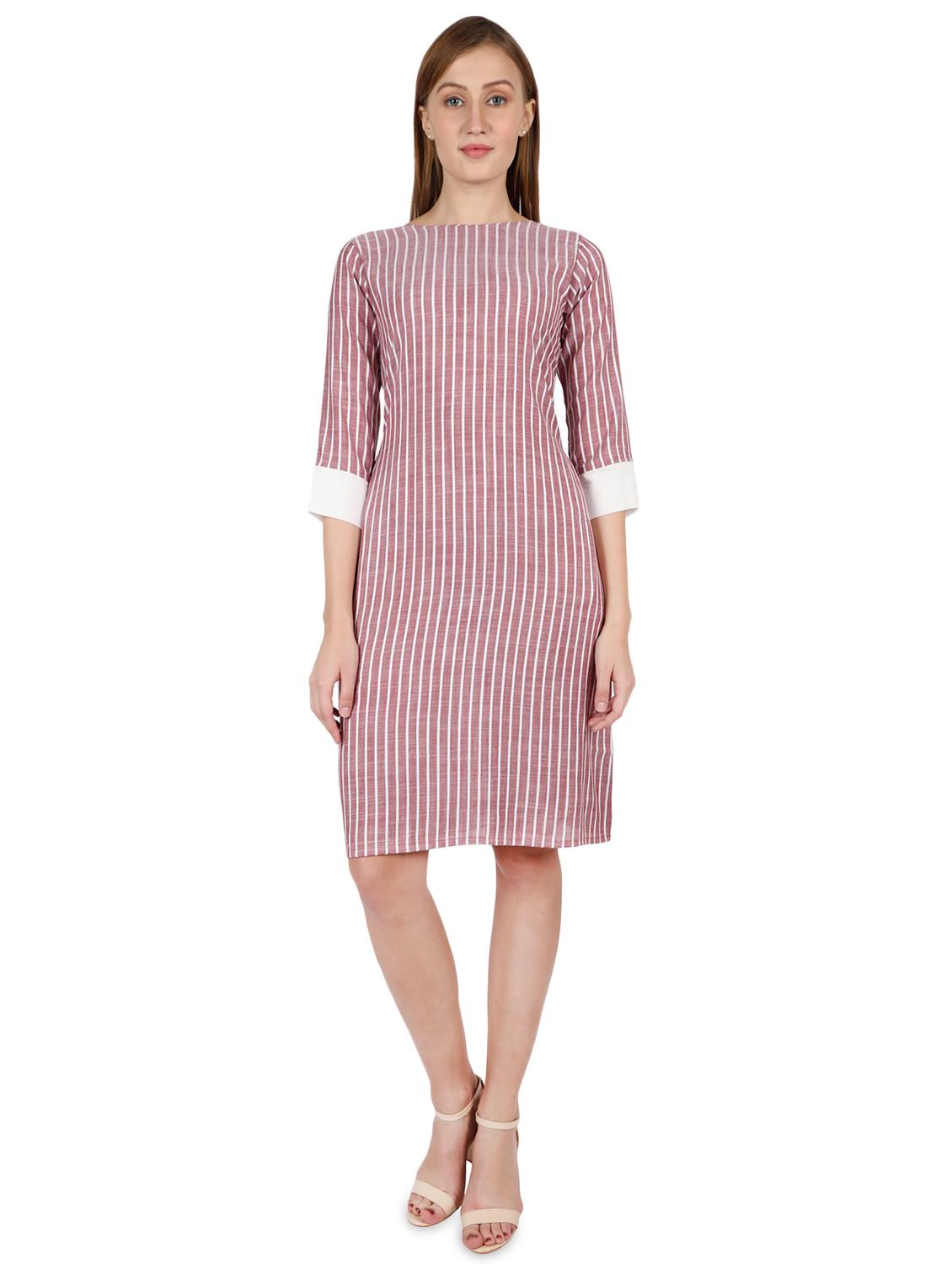 boat neck striped a-line dress - 16959753 - Zoom Image - 4