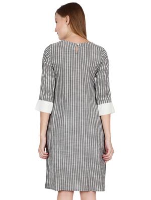 boat neck striped a-line dress - 16959754 - Standard Image - 3