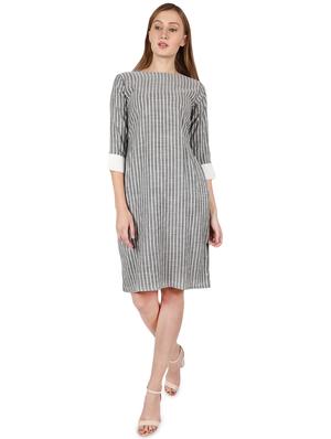 boat neck striped a-line dress - 16959754 - Standard Image - 4