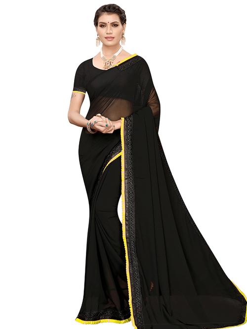 bordered embroidered saree with blouse - 16959789 - Standard Image - 1