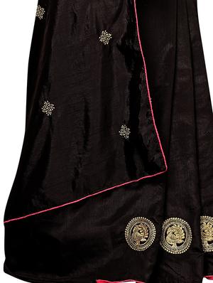 embroidered solid saree with blouse - 16959797 - Standard Image - 3