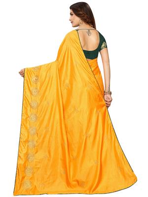 embroidered solid saree with blouse - 16959802 - Standard Image - 2