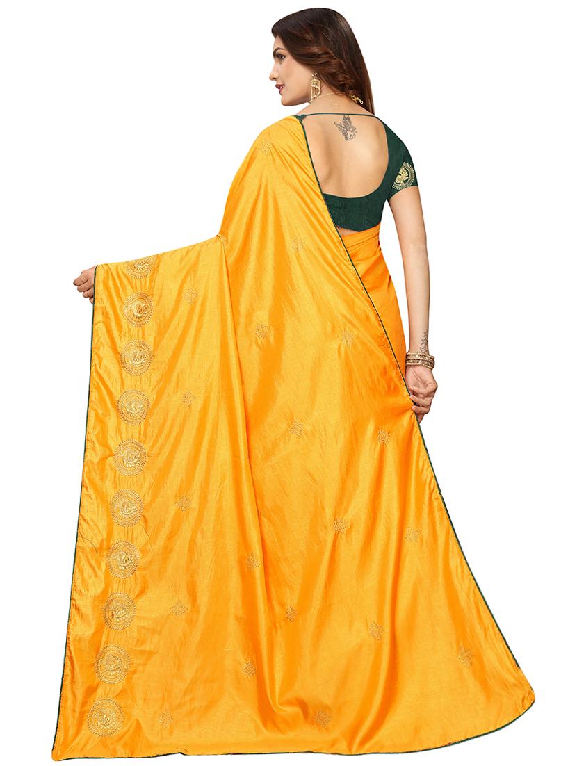 embroidered solid saree with blouse - 16959802 - Zoom Image - 2