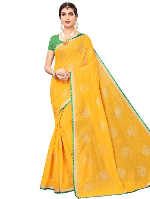 contrast bordered solid saree with blouse - 16959842 - Very Small Image - 1