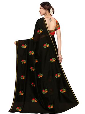 floral embroidered saree with blouse - 16959849 - Standard Image - 2