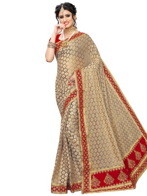 bordered self design saree with blouse - 16959869 - Standard Image - 1