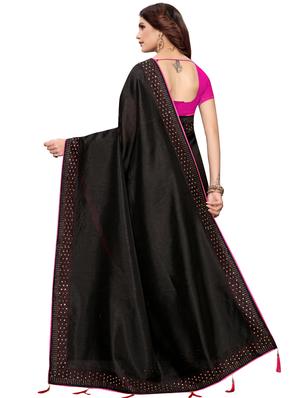 solid contrast saree with blouse - 16959877 - Standard Image - 2
