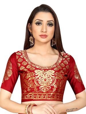 solid bordered saree with blouse - 16959885 - Standard Image - 3