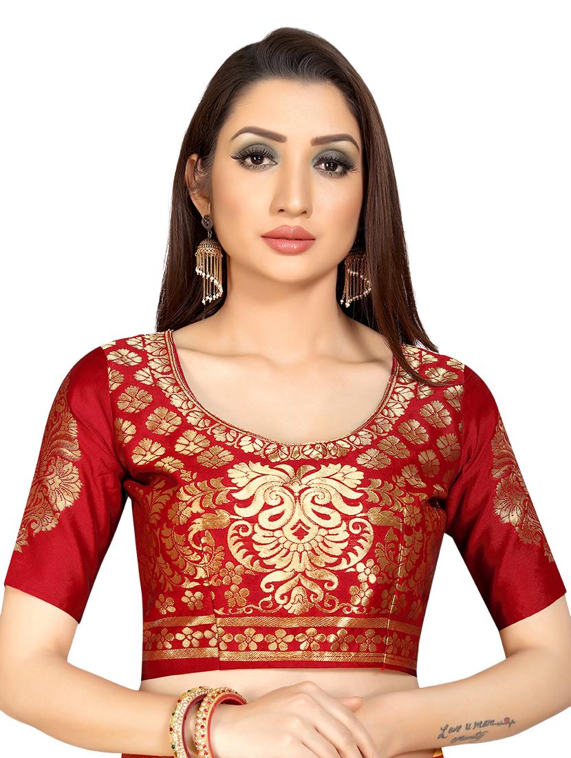 solid bordered saree with blouse - 16959885 - Zoom Image - 3