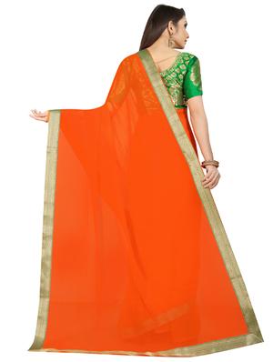 solid bordered saree with blouse - 16959886 - Standard Image - 2