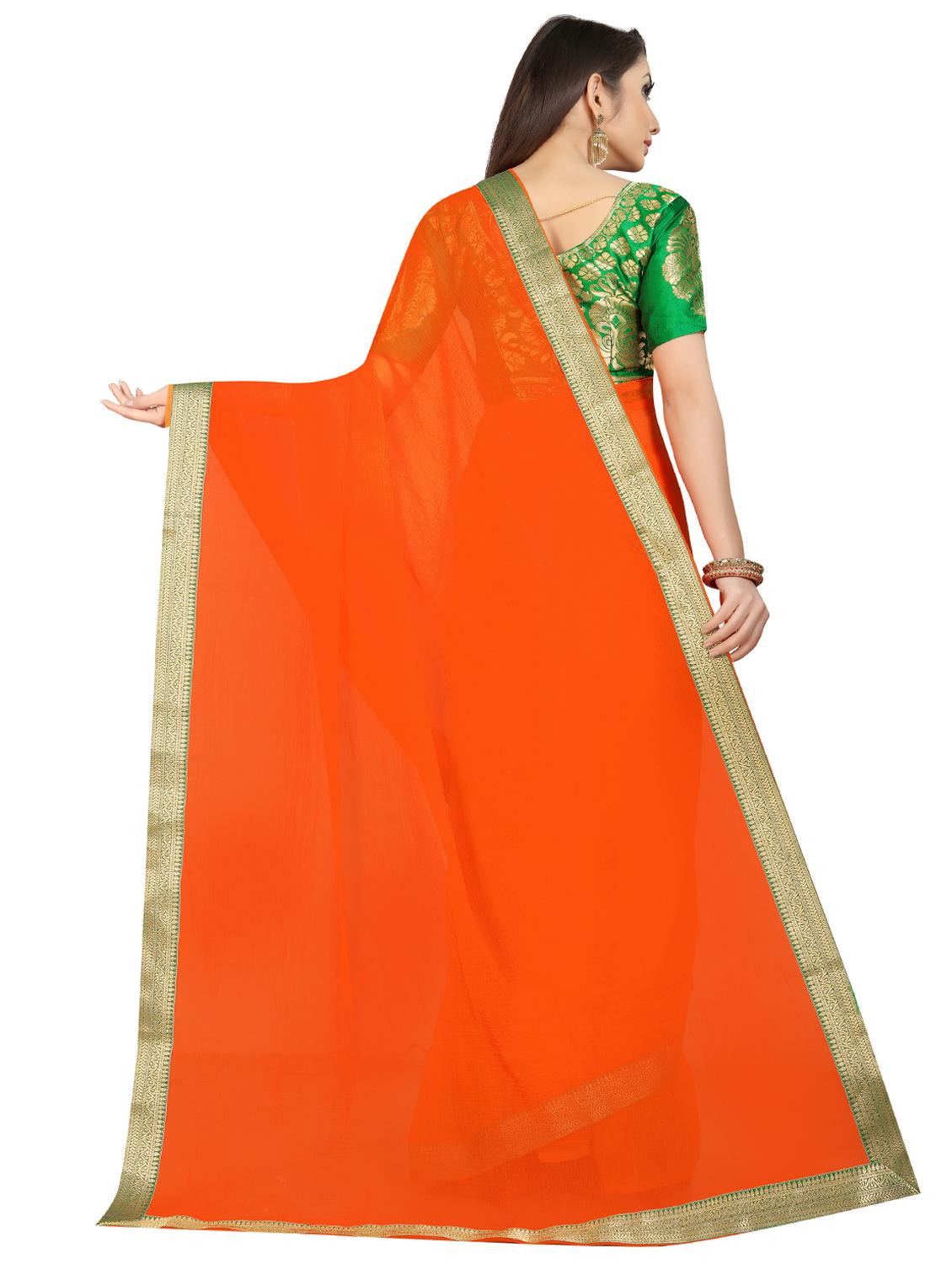 solid bordered saree with blouse - 16959886 - Zoom Image - 2