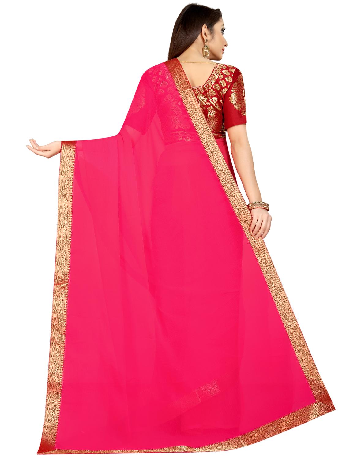 solid bordered saree with blouse - 16959887 - Zoom Image - 2