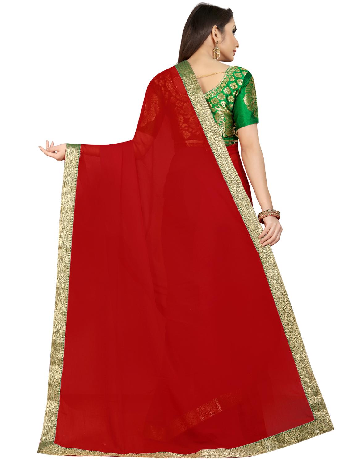 solid bordered saree with blouse - 16959888 - Zoom Image - 2
