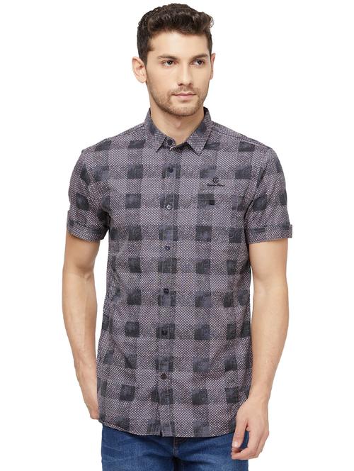 grey checkered casual shirt - 16960012 - Standard Image - 1