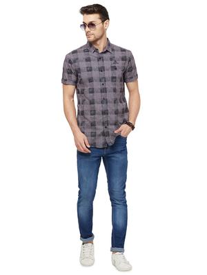 grey checkered casual shirt - 16960012 - Standard Image - 4