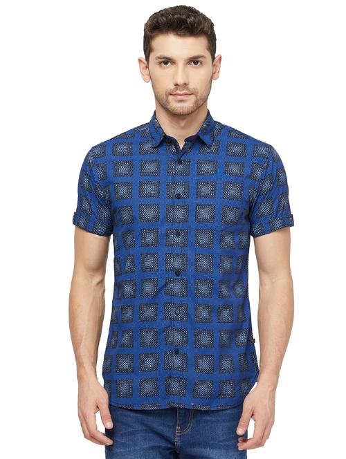 blue checkered casual shirt - 16960017 - Standard Image - 1