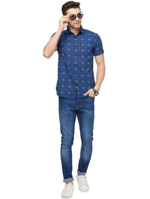blue checkered casual shirt - 16960017 - Standard Image - 4
