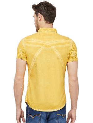 yellow typographic faded casual shirt - 16960019 - Standard Image - 3