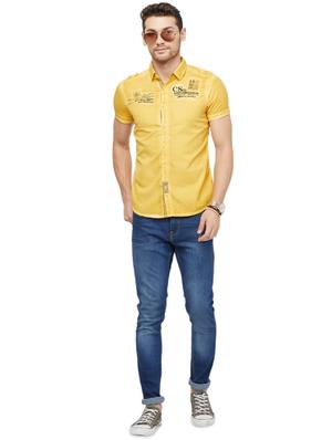 yellow typographic faded casual shirt - 16960019 - Standard Image - 4
