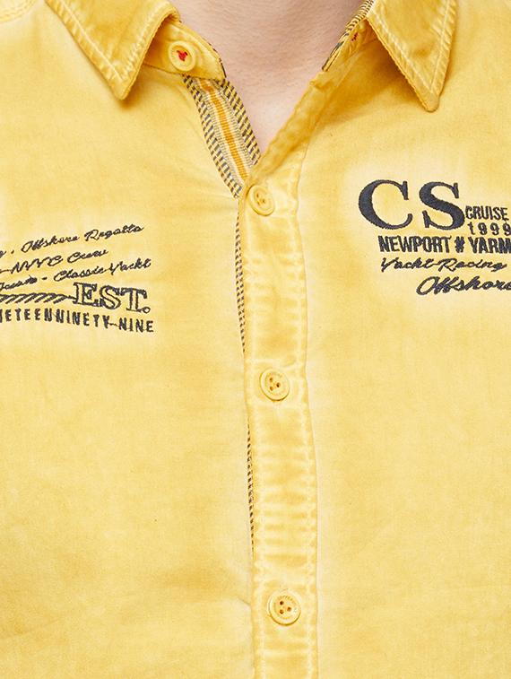 yellow typographic faded casual shirt - 16960019 - Zoom Image - 5