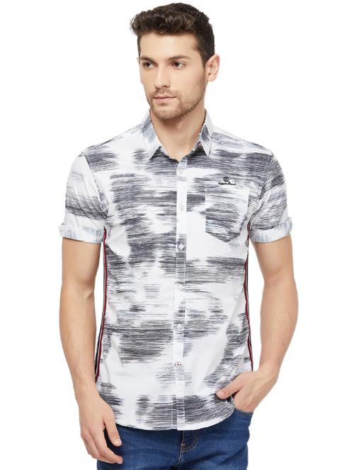 grey printed taped casual shirt - 16960039 - Standard Image - 1