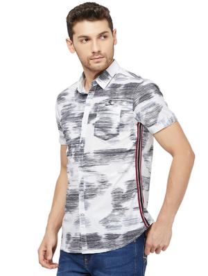 grey printed taped casual shirt - 16960039 - Standard Image - 2