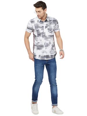 grey printed taped casual shirt - 16960039 - Standard Image - 4