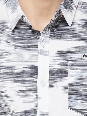 grey printed taped casual shirt - 16960039 - Standard Image - 5