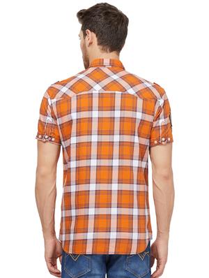 orange checkered casual shirt - 16960041 - Standard Image - 3